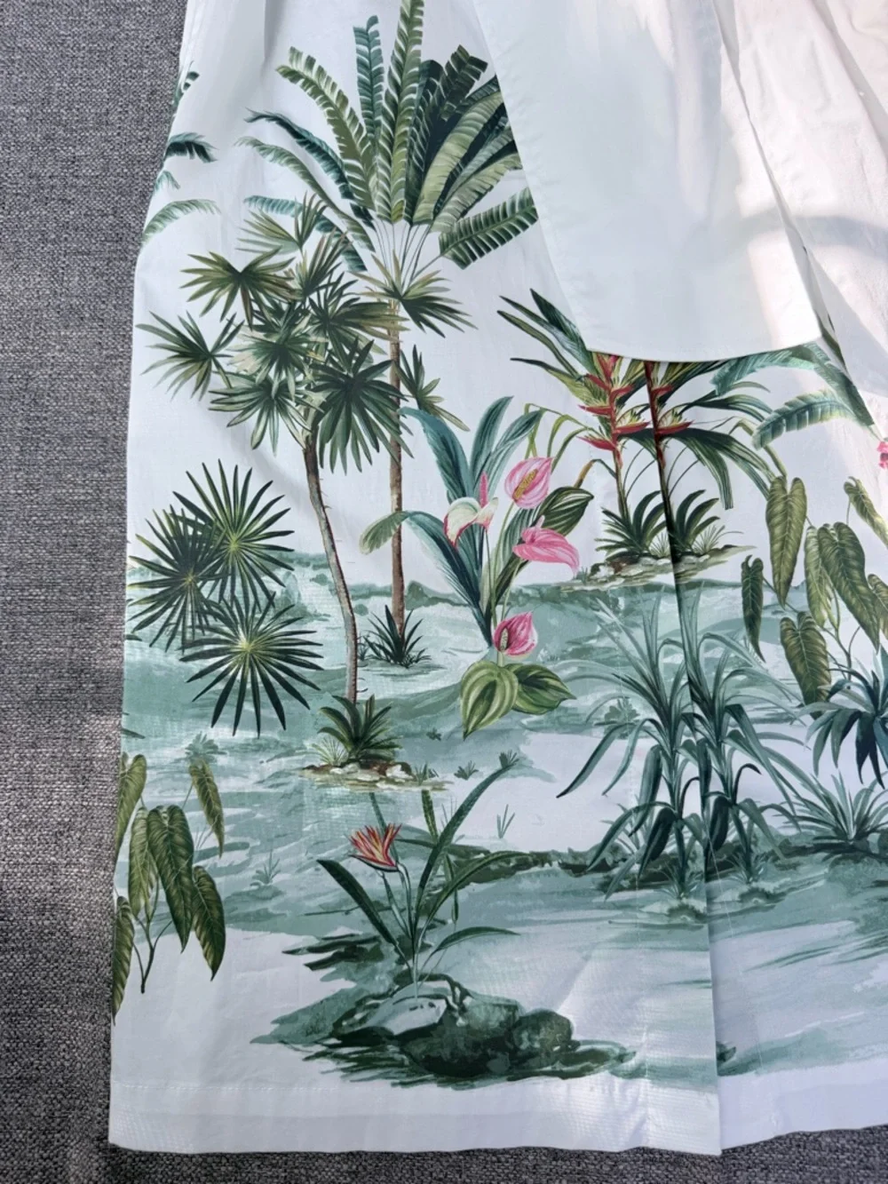 J. McLaughlin White Sleeveless Shirt Midi Dress with Tropical Print - Picture 4 of 9